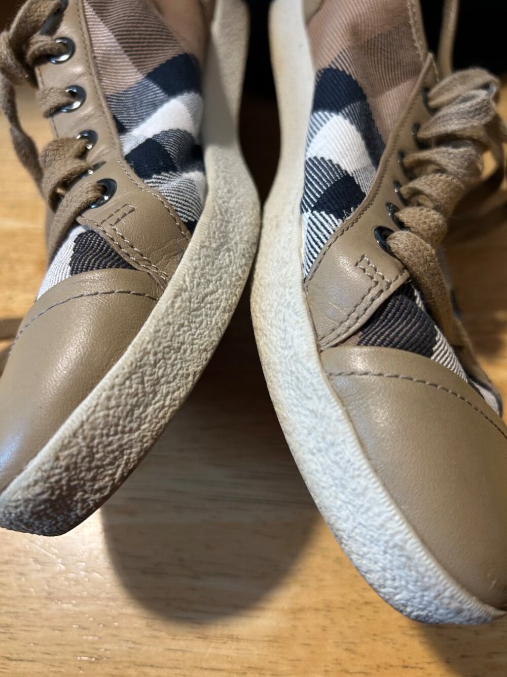 Authentic Burberry Taupe Vintage Housecheck Low-Top Vulcanized Sneakers 38 US/8 - Picture 14 of 15